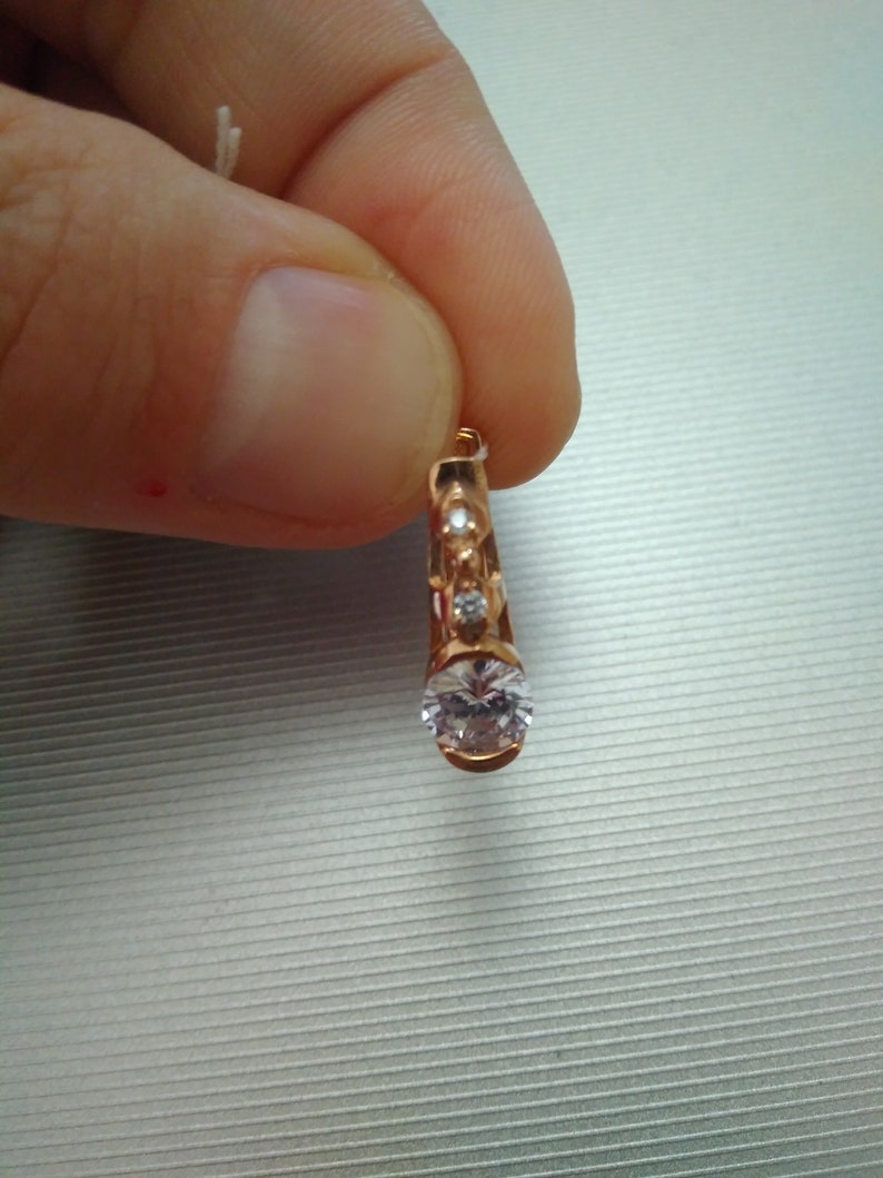 Silver 925 Gold 999 Earrings Cubic Zirconia Russian Silver Earrings Jewelry Soviet Earrings Mother gift Wife Woman Earrinngs Stones