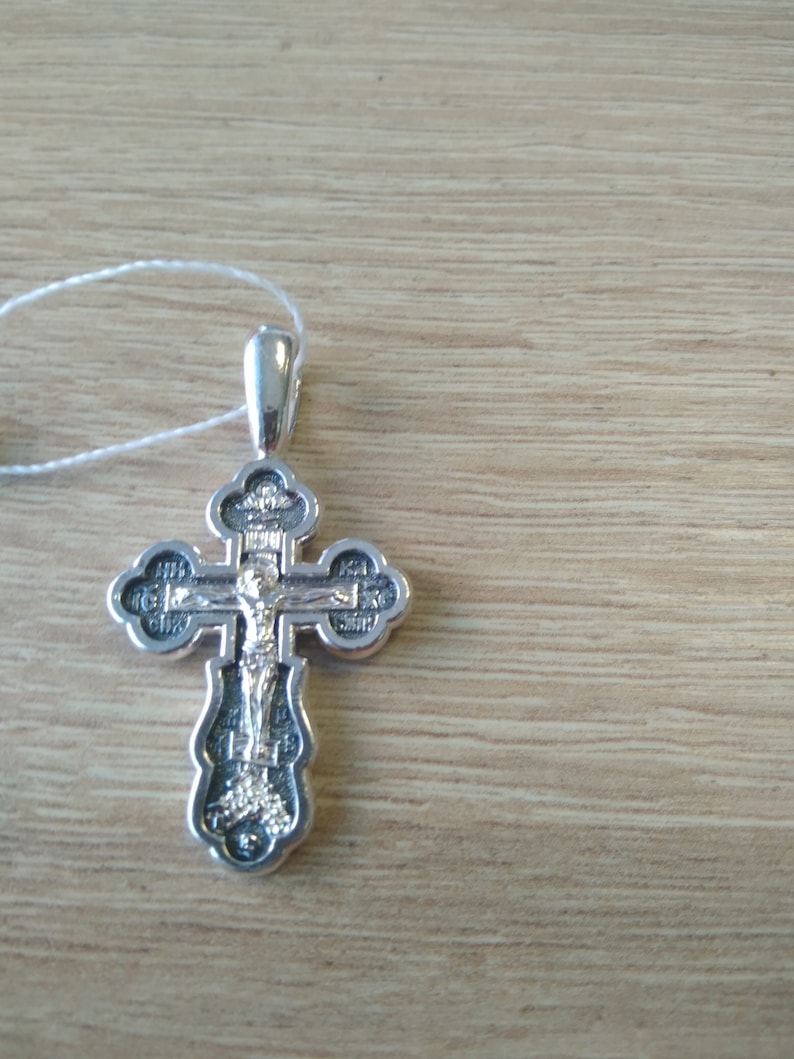 Orthodox Necklace. Reliquary Amulet Pendant Gift Religious Orthodox Silver 925 Cross Crucifixion Pendant Jesus Christ
