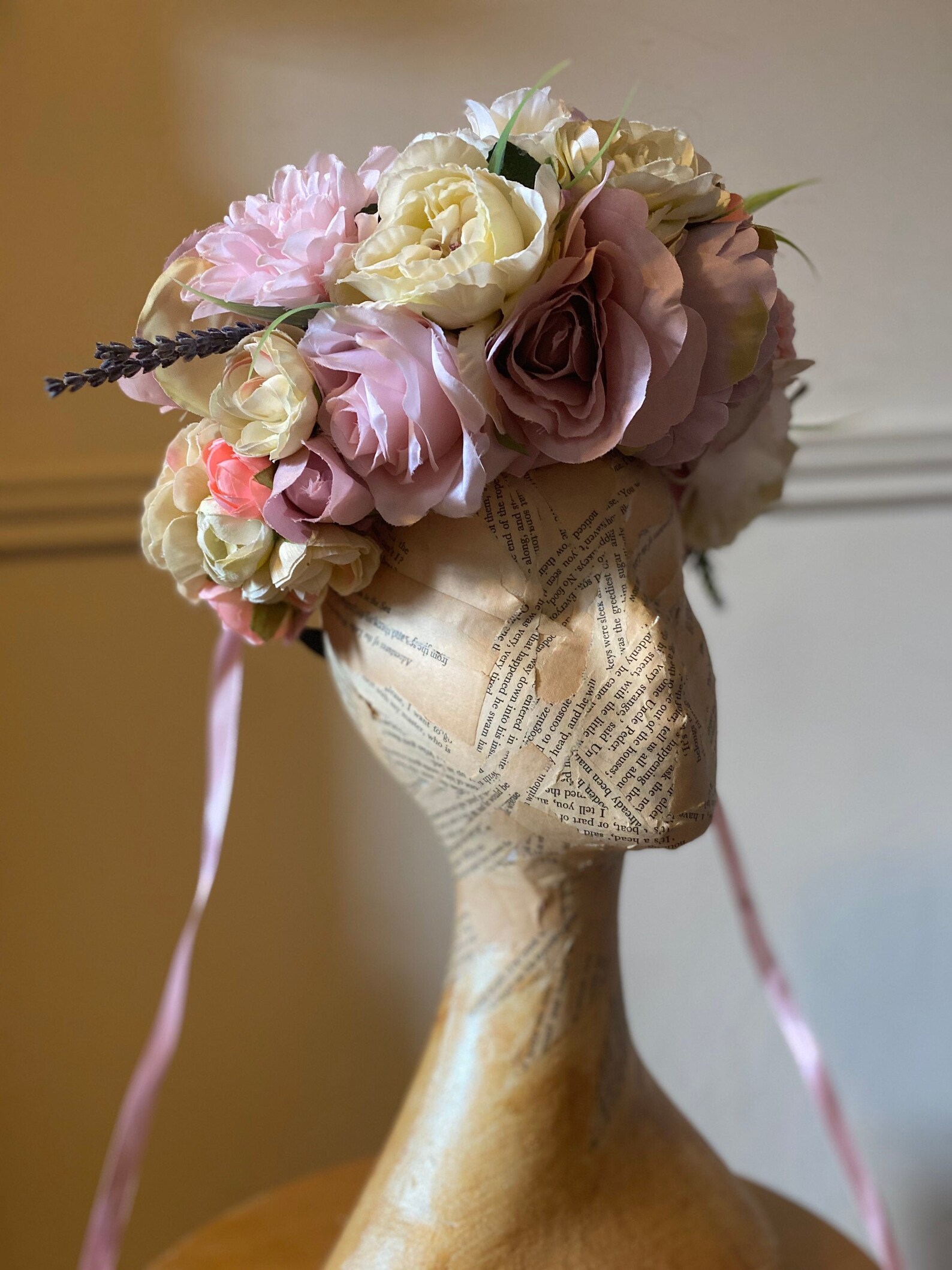 Large Romantic Rose Flower Crown. Editorial Costume Headdress. Etsy