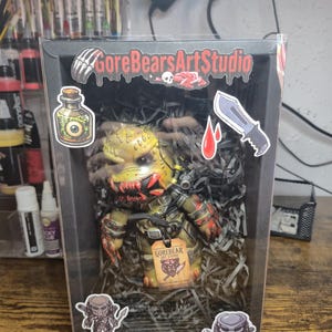 Custom Figure "Gore Hunting Predator" - GoreBears Art Studio | Handmade Macabre Bear + Premium Collector's Box and Extras