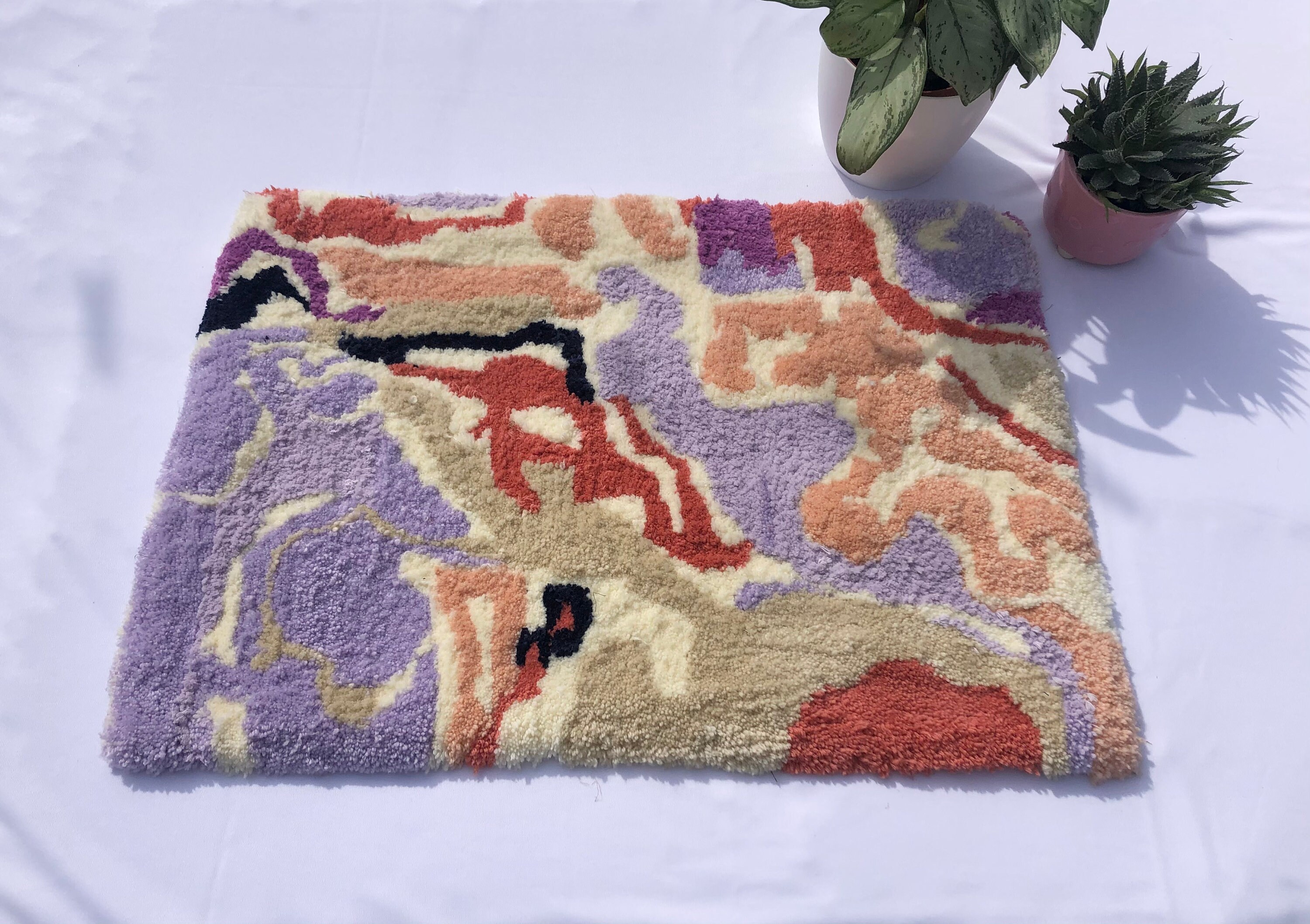 Tufted rug hand tufted rug abstract rug wall art floor art Etsy