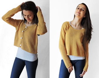 KNITTING PATTERN / Simple Cotton Cardigan, Knit Pattern For Sweater, DIY Womens Cardigan,  How To Knit Sweater, Easy Womens Sweaters Pattern