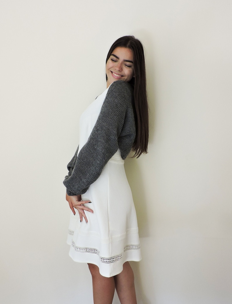 Pattern For a DIY Cropped Cardigan, Knit A Wedding Bolero in a Few Easy Steps, Learn To Knit a Womens Crop Bolero, Simple Bride Cover Up Top image 8