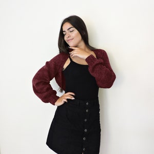 Pattern For a DIY Cropped Cardigan, Knit A Wedding Bolero in a Few Easy Steps, Learn To Knit a Womens Crop Bolero, Simple Bride Cover Up Top image 3