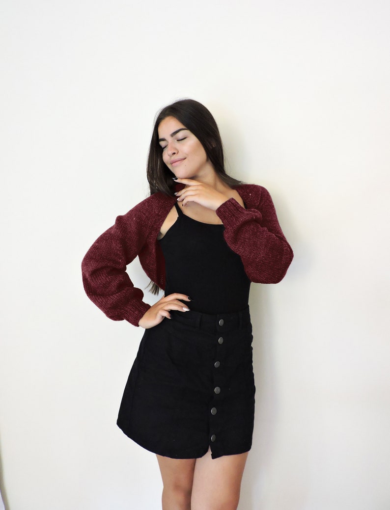 Pattern For a DIY Cropped Cardigan, Knit A Wedding Bolero in a Few Easy Steps, Learn To Knit a Womens Crop Bolero, Simple Bride Cover Up Top image 3