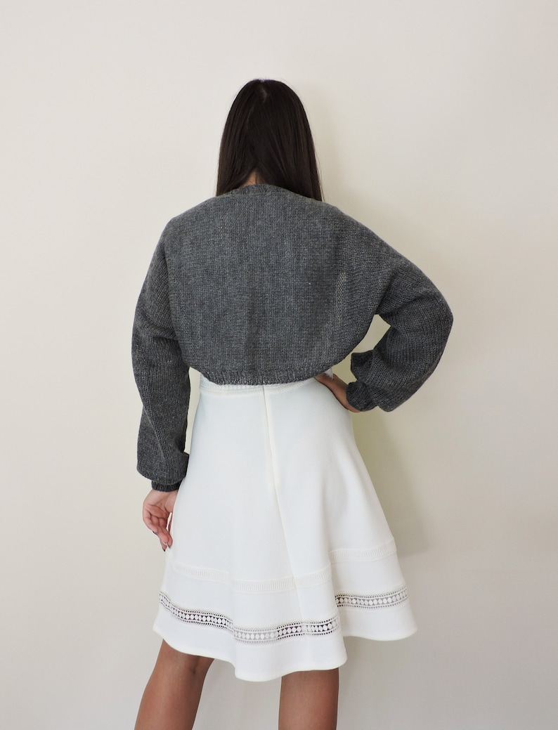 Pattern For a DIY Cropped Cardigan, Knit A Wedding Bolero in a Few Easy Steps, Learn To Knit a Womens Crop Bolero, Simple Bride Cover Up Top image 9