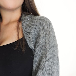 Pattern For a DIY Cropped Cardigan, Knit A Wedding Bolero in a Few Easy Steps, Learn To Knit a Womens Crop Bolero, Simple Bride Cover Up Top image 7