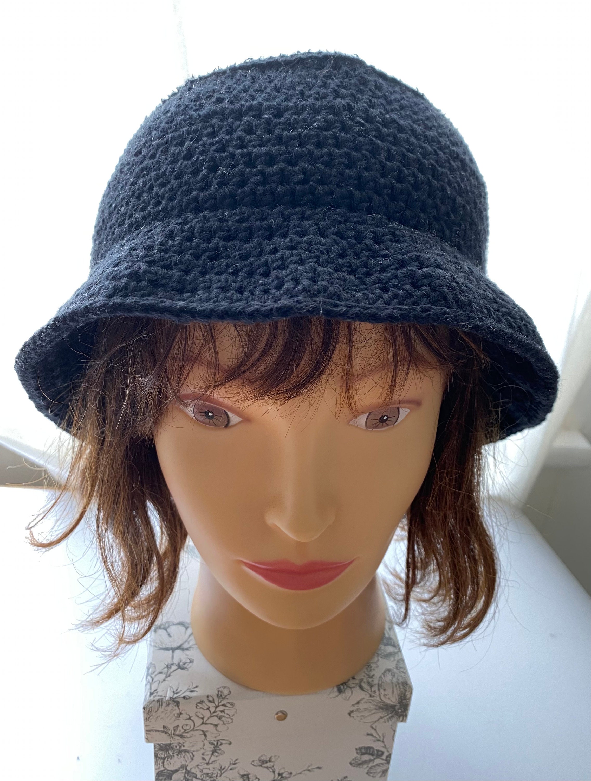 Black Crochet Bucket Hat for Women Girls Teens Wide Brim | Etsy
