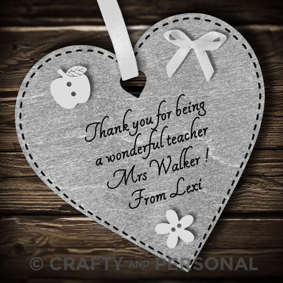 Personalised Teacher Gift Plaque or wooden heart thank Etsy