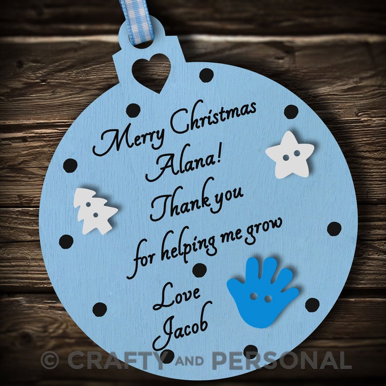 Personalised Nursery Teacher Christmas Gift Wooden Bauble Tree Etsy UK