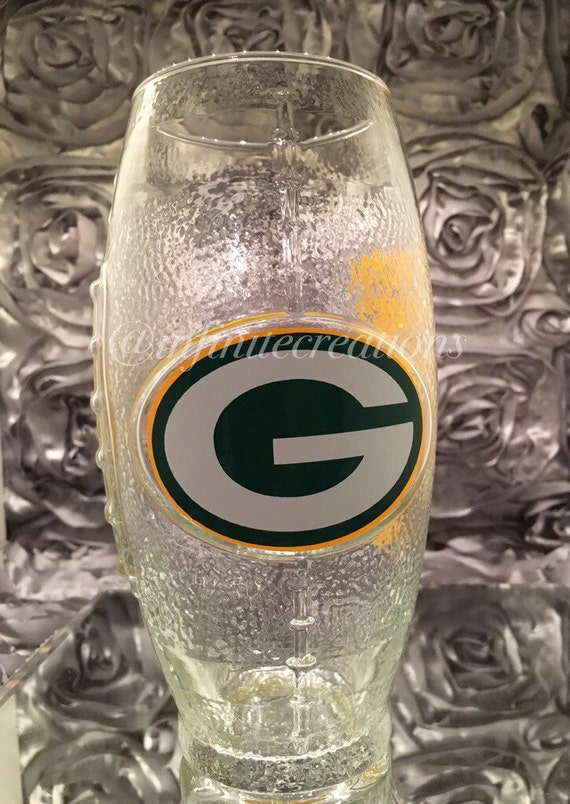 Items similar to Green Bay Packers Football Shaped Glass on Etsy