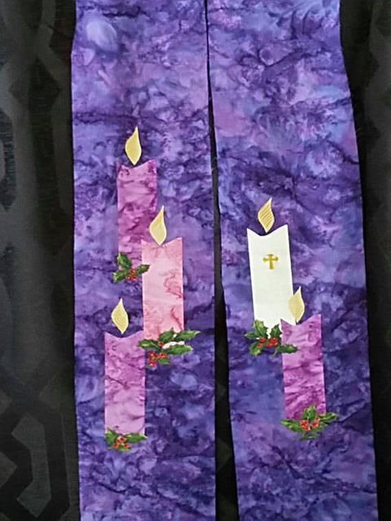 REVERSIBLE Lenten/Advent Stole #655R on Purple Batik