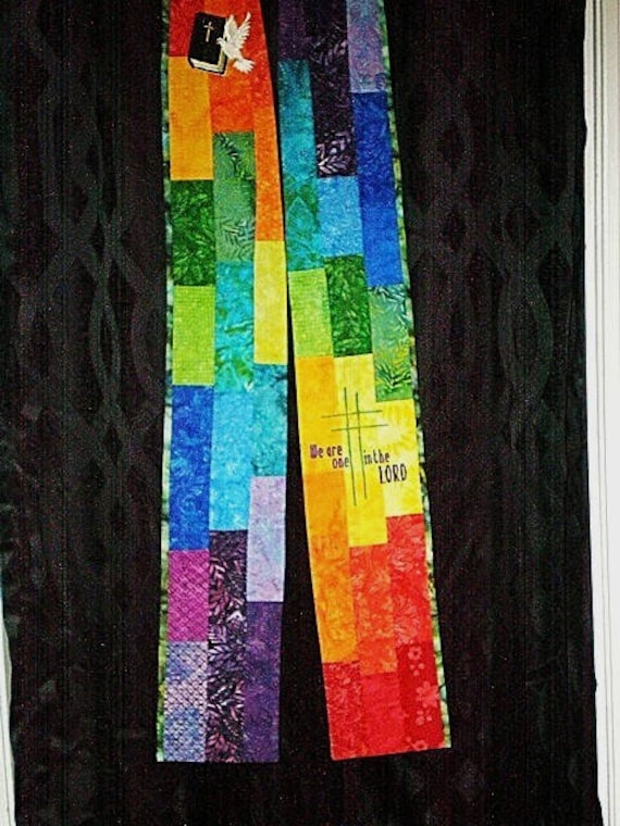 BRIGHT PATCHWORK Stole #150  by Rosemary St. Clair