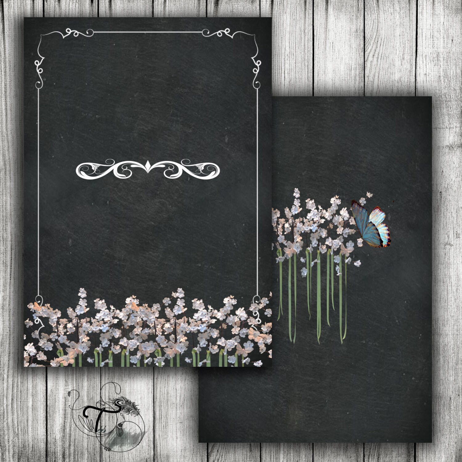 Chalkboard Flowers Printable backgrounds invitation | Etsy