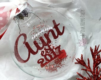 Aunt's First Christmas Ornament; First Christmas as Aunt; Glitter Ornament; New Aunt Ornament; Floating Ornament