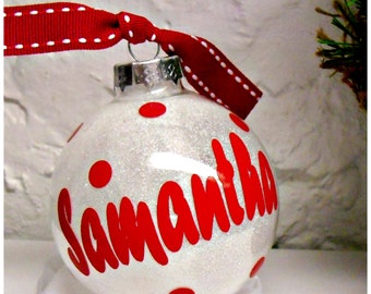 Personalized Glitter Name Ornament, Custom Christmas Gift