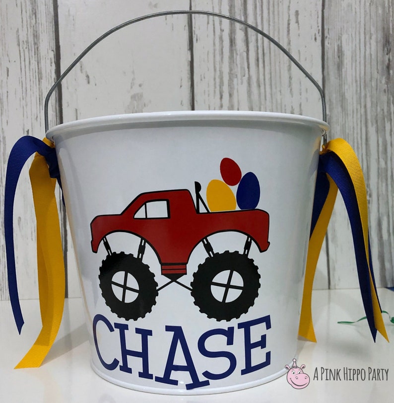 Monster Truck Easter Pail Boys Personalized Easter Basket Etsy