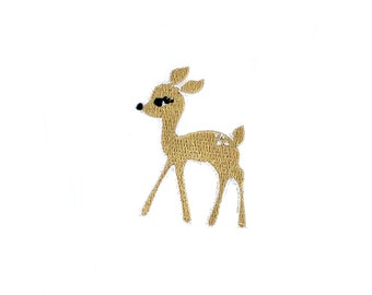 Set of 2 Flower Doe Deer Heads No Sew Iron On Appliques.