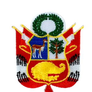 Patch flag coat of arms shield emblem country embroidered badge peru peruvian