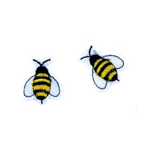2x small bee Embroidery patch sew badge  iron on glue transfer