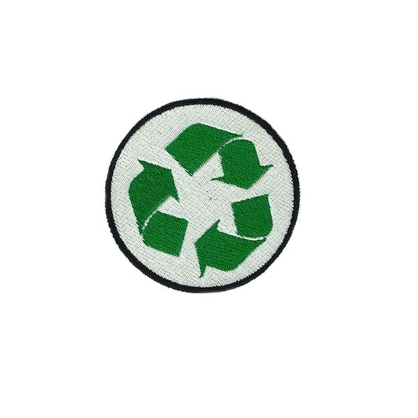 Embroidered patch applique sew badge iron on glue recycle ecology save planet