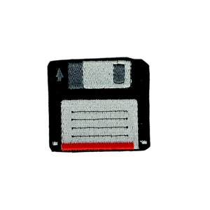 Embroidered patch applique sew badge iron on glue transfer floppy disk vintage