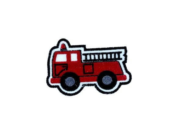 Embroidery patch sew badge  iron on glue transfer fire truck firefighter