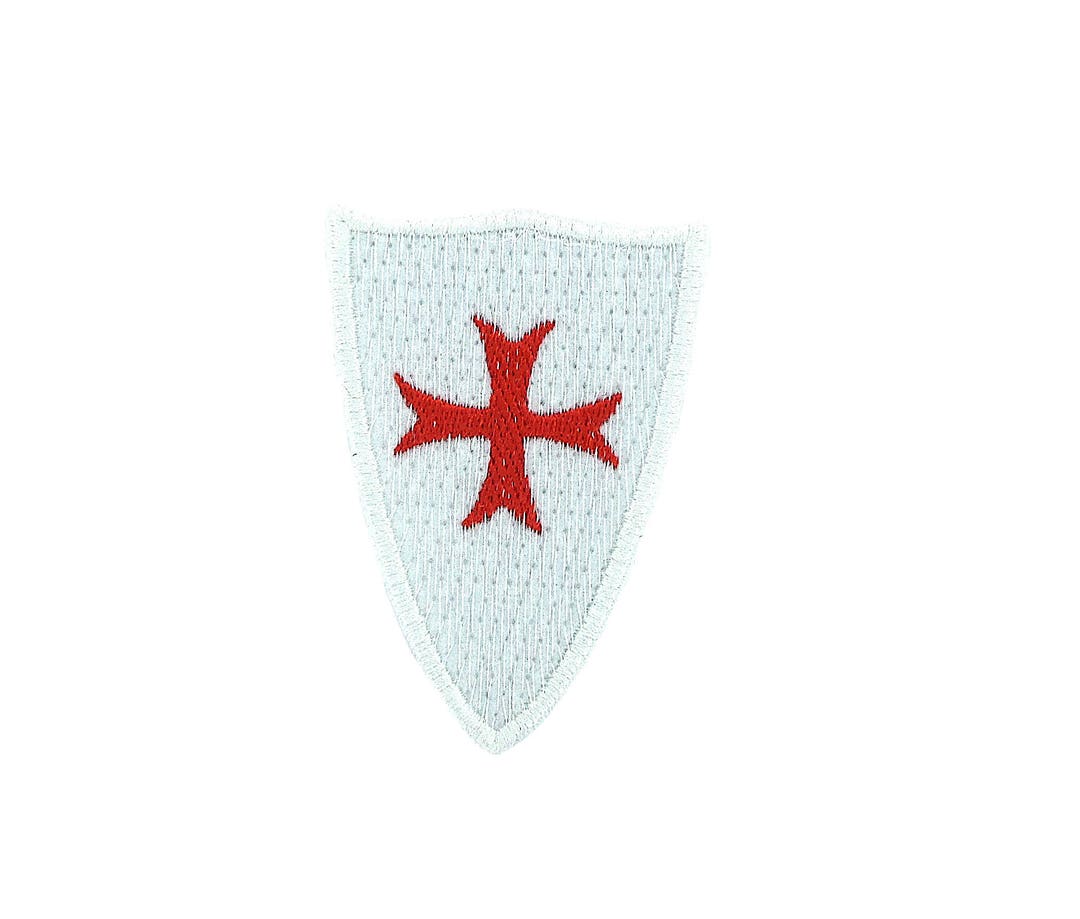 Knights Templar Shield Iron-On Patch - Embroidered Crusades Flag Design For Backpacks 455271