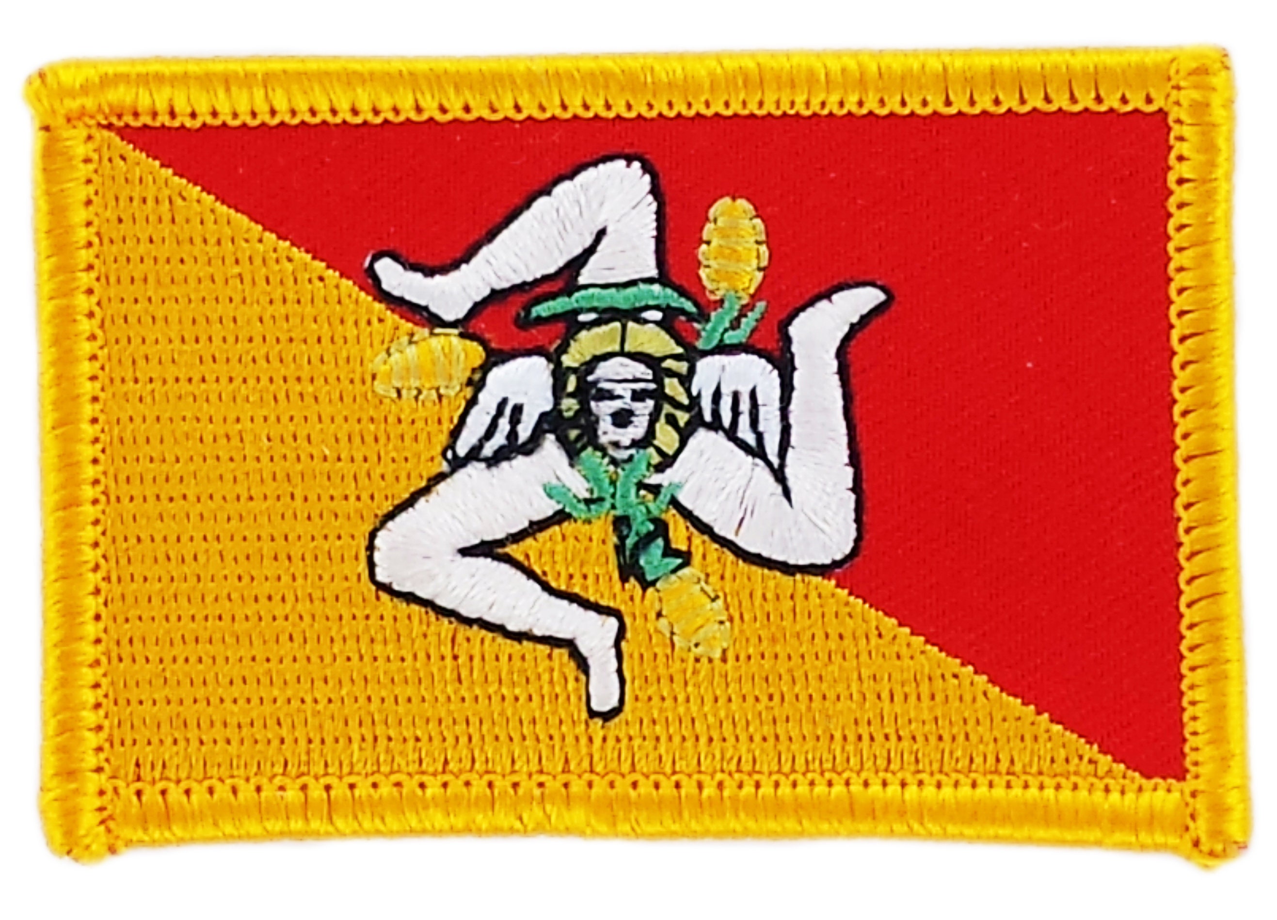 Digni Italy Sicily Embroidered Flag Patch 8 x 6 cm