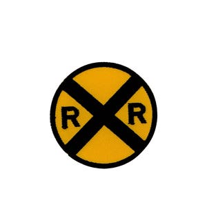 patch ricamato distintivo ferro applique strada segno ferroviario attraversando ferrovia ferroviaria