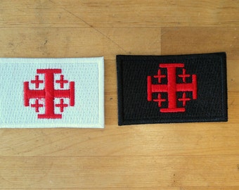 Parche parches bordado bandera de hierro en applique kawaii chaqueta coser mochila mochila denim chaqueta shorts biker jerusalem bandera cruzada templarios caballeros