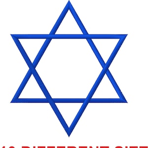 May include: A blue six-pointed star, also known as the Star of David, on a white background.