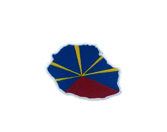 Patch de broderie coudre le fer badge sur le transfert de colle réunion île carte drapeau