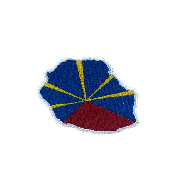 Patch de broderie coudre le fer badge sur le transfert de colle réunion île carte drapeau