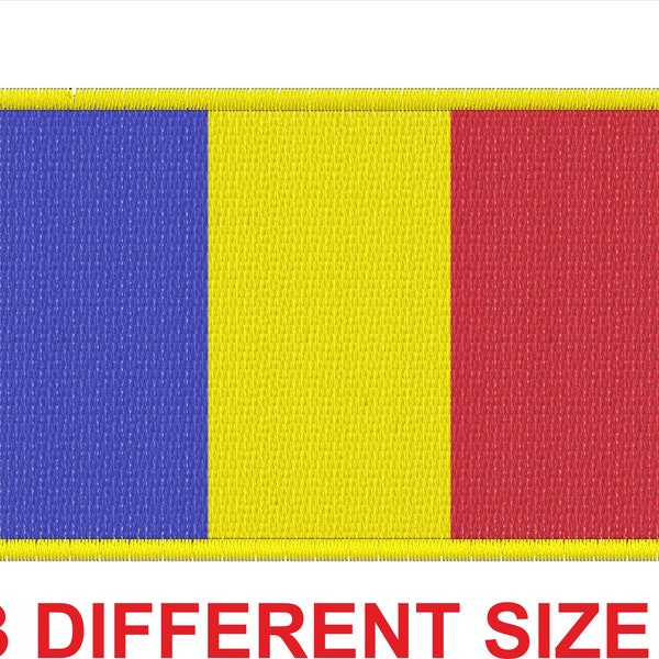 Design Applikation Patch Stickerei Design Maschine digitale Datei sofortiger Download Flagge Banner Rumänien Tschad Elfenbeinküste Kosten