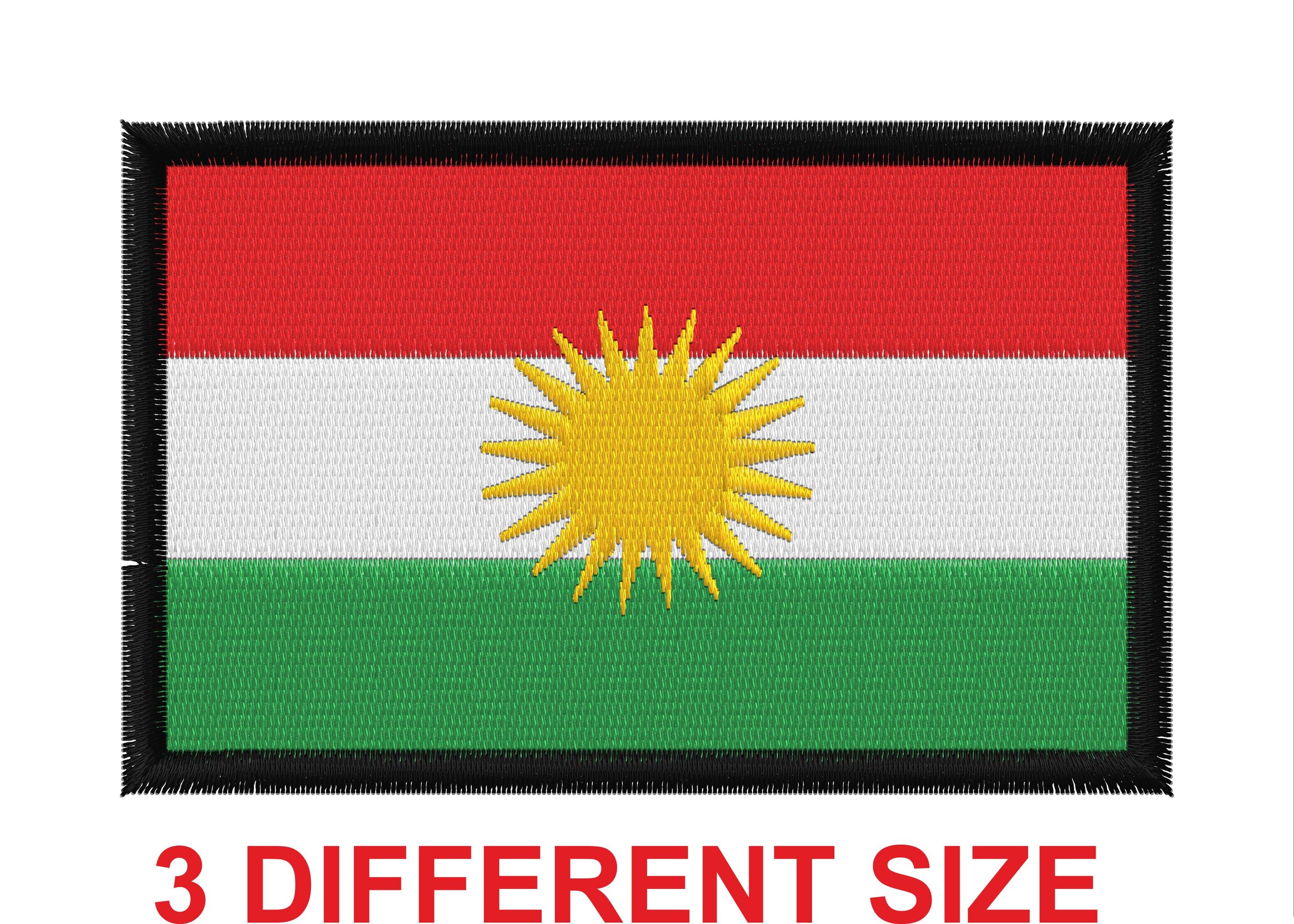 Applique patch embroidery design machine digital file instant download flag banner kurdistan kurds kurd