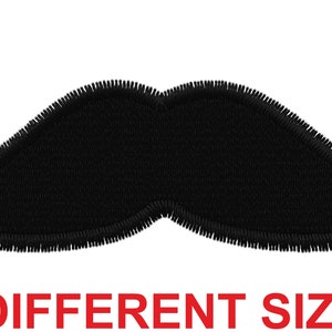 May include: Black embroidered mustache patch. 8 different sizes.
