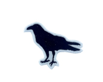 Embroidery patch sew badge  iron on glue transfer moon phases raven odin bird crow viking