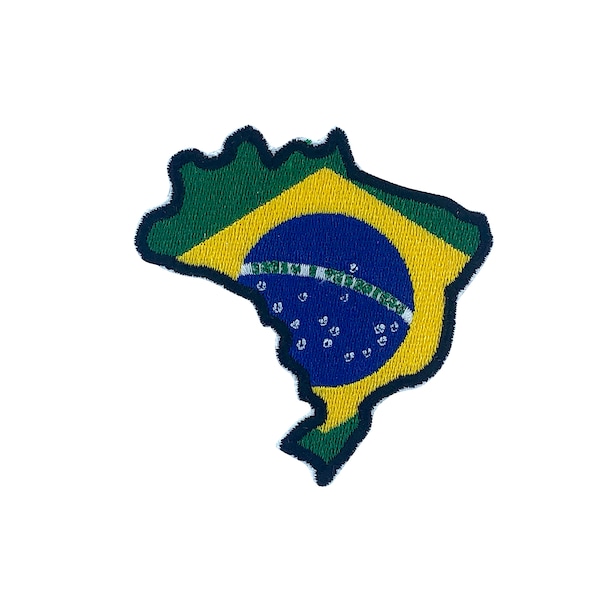 Patch de broderie coudre le fer d’insigne sur la carte de drapeau de brésil de transfert de colle
