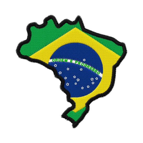 Applique patch embroidery design machine digital file instant download flag banner brazil map flag