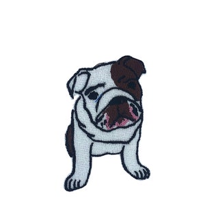 Embroidery patch sew badge  iron on glue transfer bulldog dog