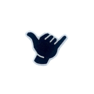 Embroidery patch sew badge  iron on glue transfer hang loose relax shaka