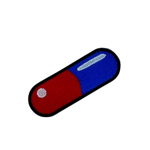 Embroidery patch sew badge  iron on glue transfer pill capsule