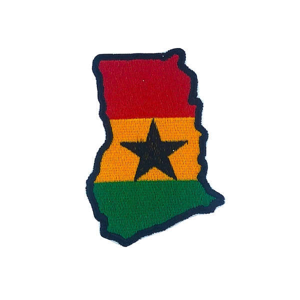 Stickerei Patch Nähen Abzeichen Eisen auf Kleber Transfer Ghana Flagge Karte