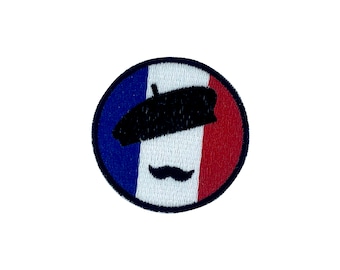 Broderie patch coudre le fer badge sur le transfert de colle france drapeau moustache