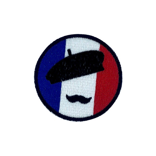 Broderie patch coudre le fer badge sur le transfert de colle france drapeau moustache