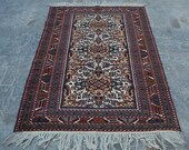 Afghan Super Fine Herati Hand Knotted Vintage Rug 4 39 2 x 6 39 1 Ft, Tribal Herati Decor Baluchi Rug, Natural Dyed Color Oriental Rug Kilim