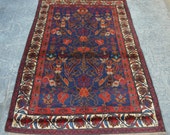 Gorgeous Afghan Handmade Vintage Taimani Tree Of Life Naqsha Baluchi Rug 4 39 x 6 39 1 Ft, Armenian Blue Geometric Rug Kilim, Turkish Rug Kilim
