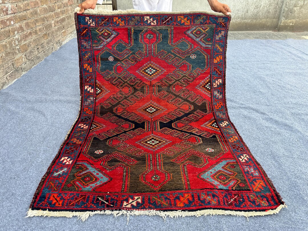 4x5 Antique Caucasian Rug, Gorgeous 3'4x4'9 Feet, Handmade Wool Rug ...