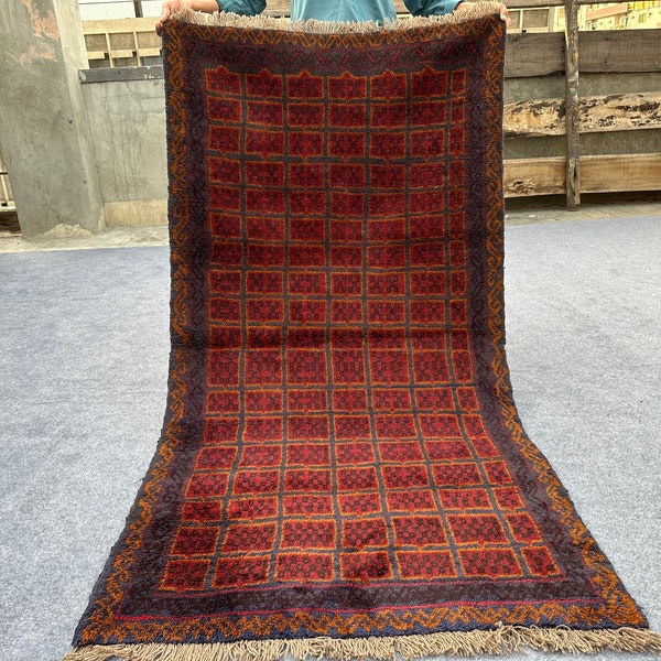 FREE SHIPPING, 3'3 x 6'3 Ft,Stunning Vintage Afghan Baluch shindani Full Pile Rug, Fine Morococan Rug, Wool Natural Turkish Dizine Rug